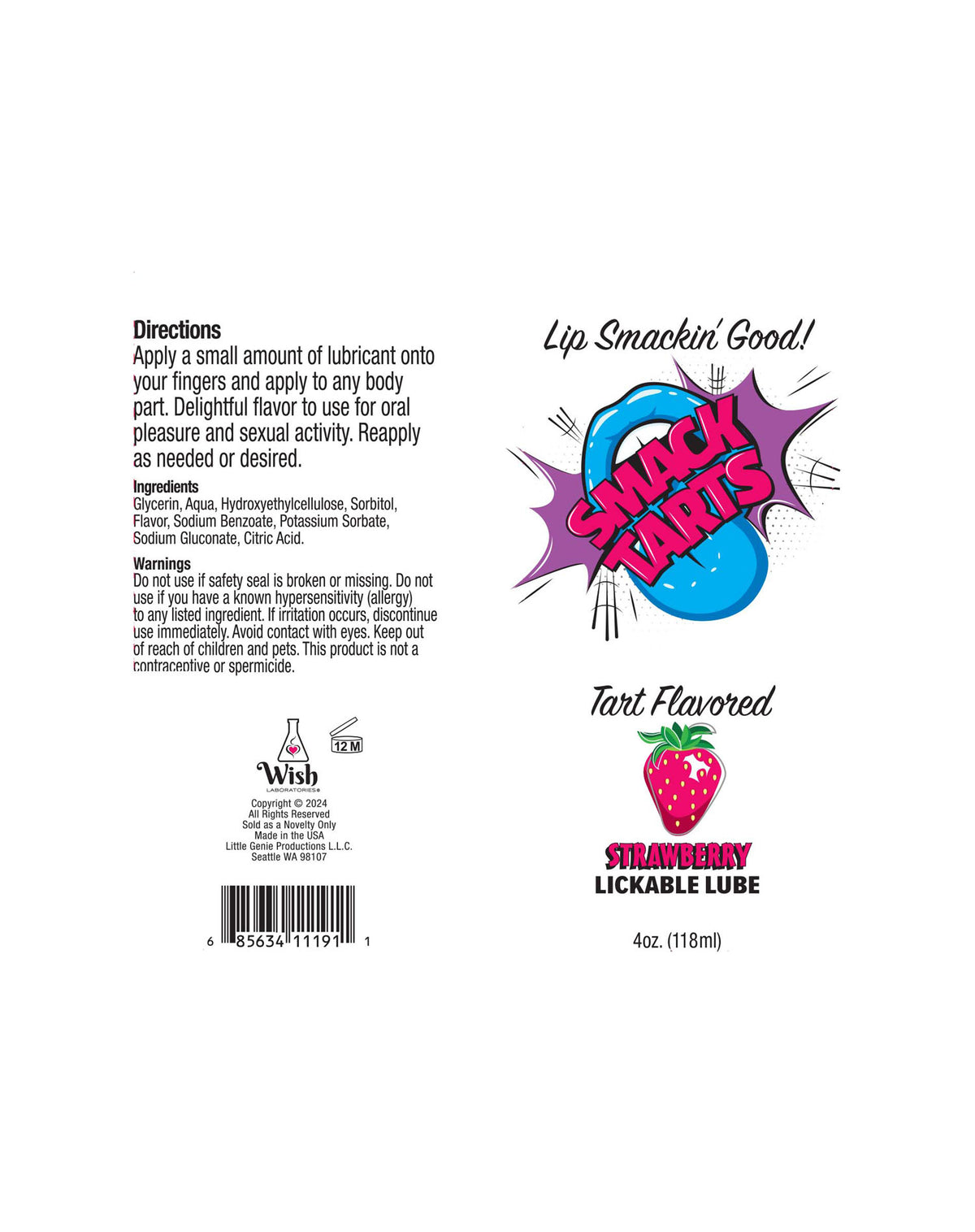 Smack Tarts 4oz Lickable Flavored Lubricant - Strawberry by Little Genie from LoveMart Co.