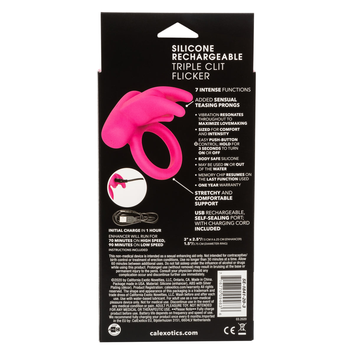 Silicone Rechargeable Triple Clit Flicker by CalExotics from LoveMart Co.
