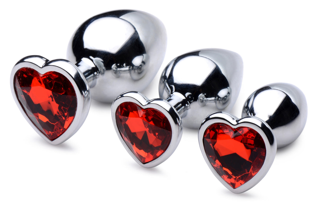Red Heart Gem Anal Plug Set by XR Brands from LoveMart Co.