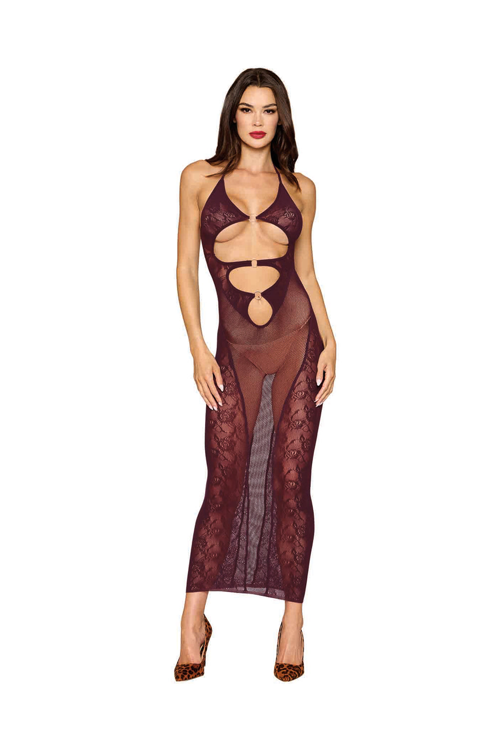 Bodystocking Gown and Shrug Dmnd - One Size - Cherry Lacquer by Dreamgirl from LoveMart Co.