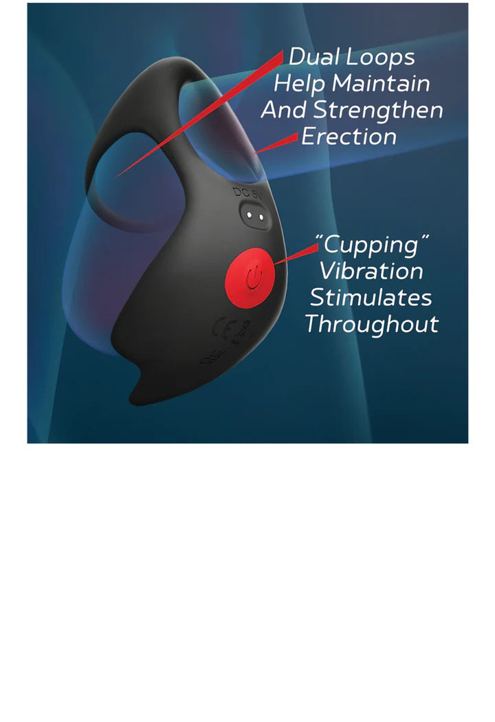 Red Dot Vibrating Cock Ring V3 With Remote - Black/red by Icon Brands from LoveMart Co.
