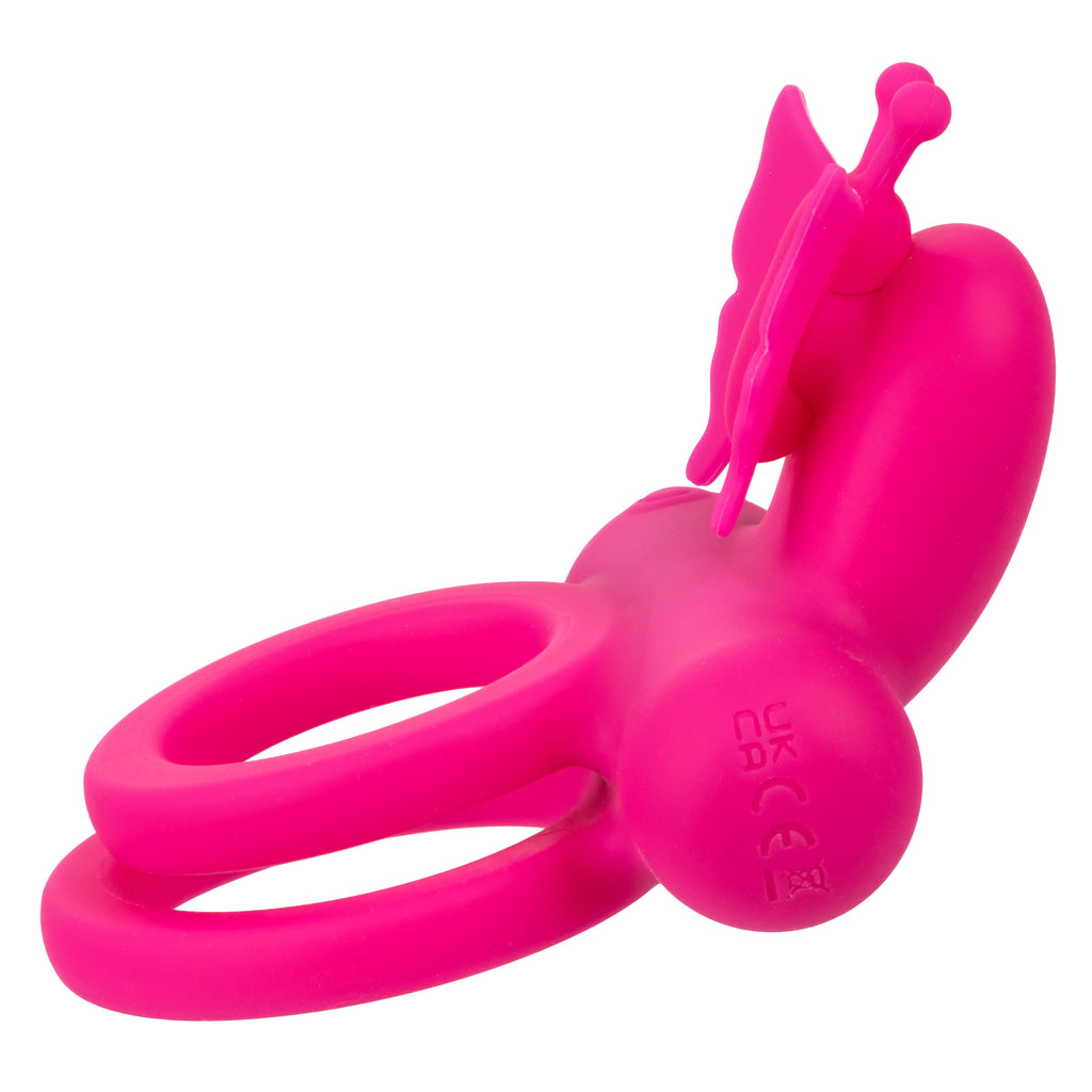 Silicone Rechargeable Dual Butterfly Ring by CalExotics from LoveMart Co.