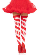 Candy Cane Thigh High - One Size by Leg Avenue from LoveMart Co.
