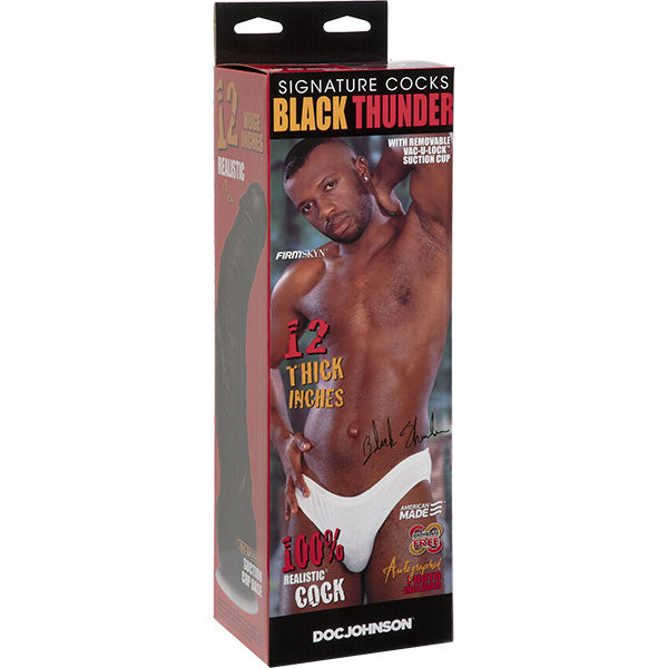 Black Thunder 12" Curved Realistic Cock w/ Vac-U-Lock Suction Cup by Doc Johnson from LoveMart Co.