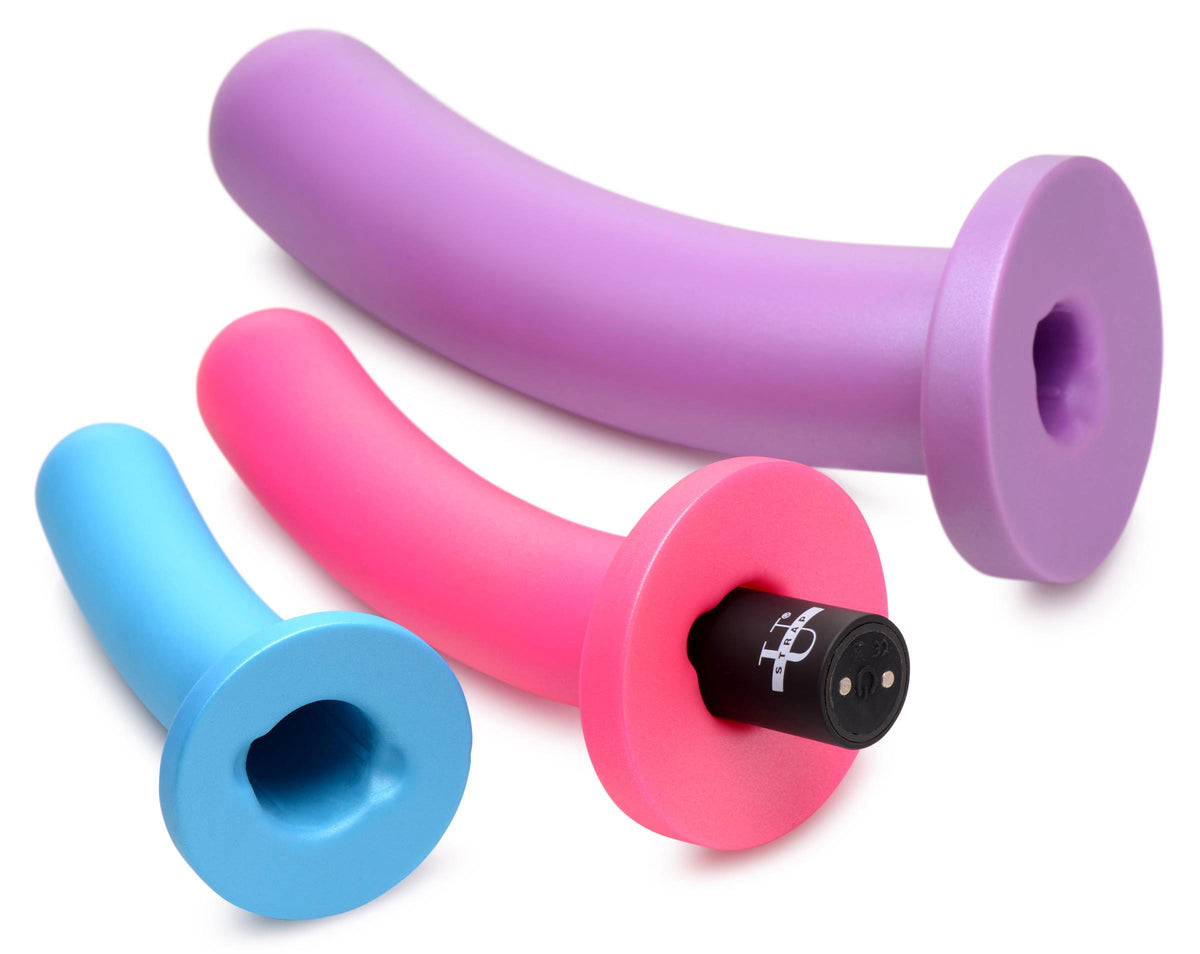 Triple Peg 28x Vibrating Silicone Dildo Set With Remote by XR Brands from LoveMart Co.