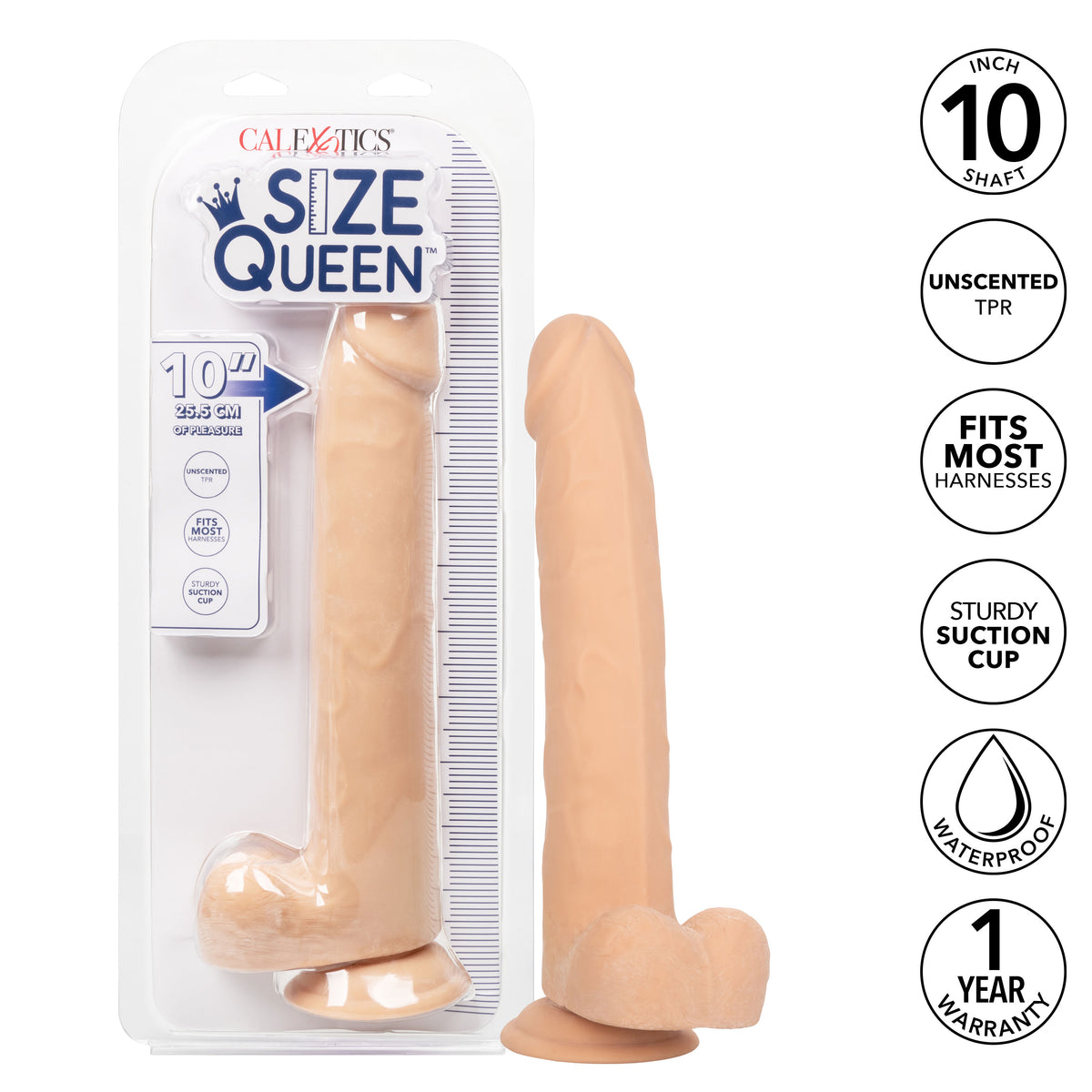 Size Queen 10 inch/25.5 Cm - Ivory by CalExotics from LoveMart Co.