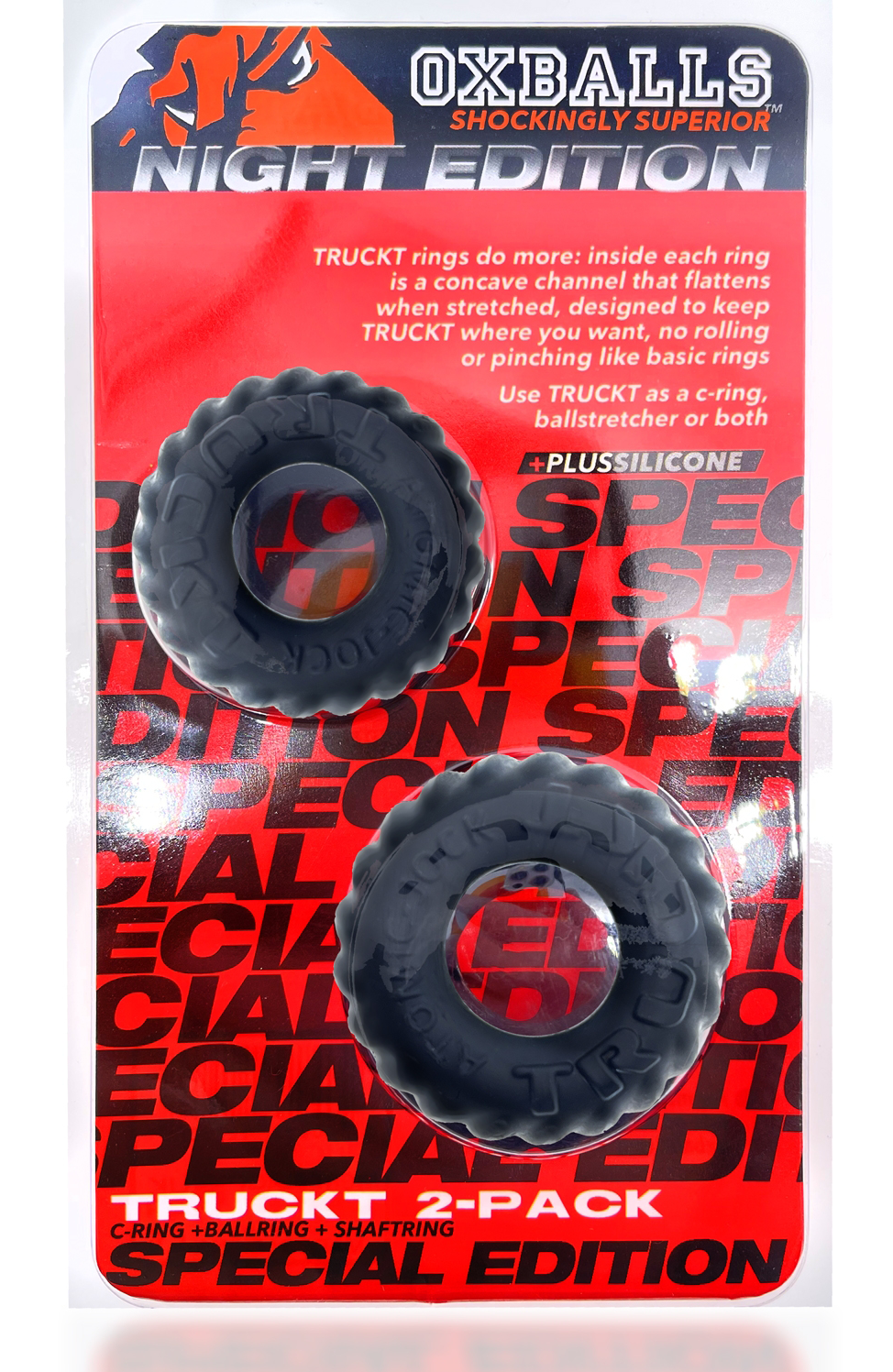 Truckt 2 Piece Cockring Set Atomic Jock - Night by Oxballs from LoveMart Co.
