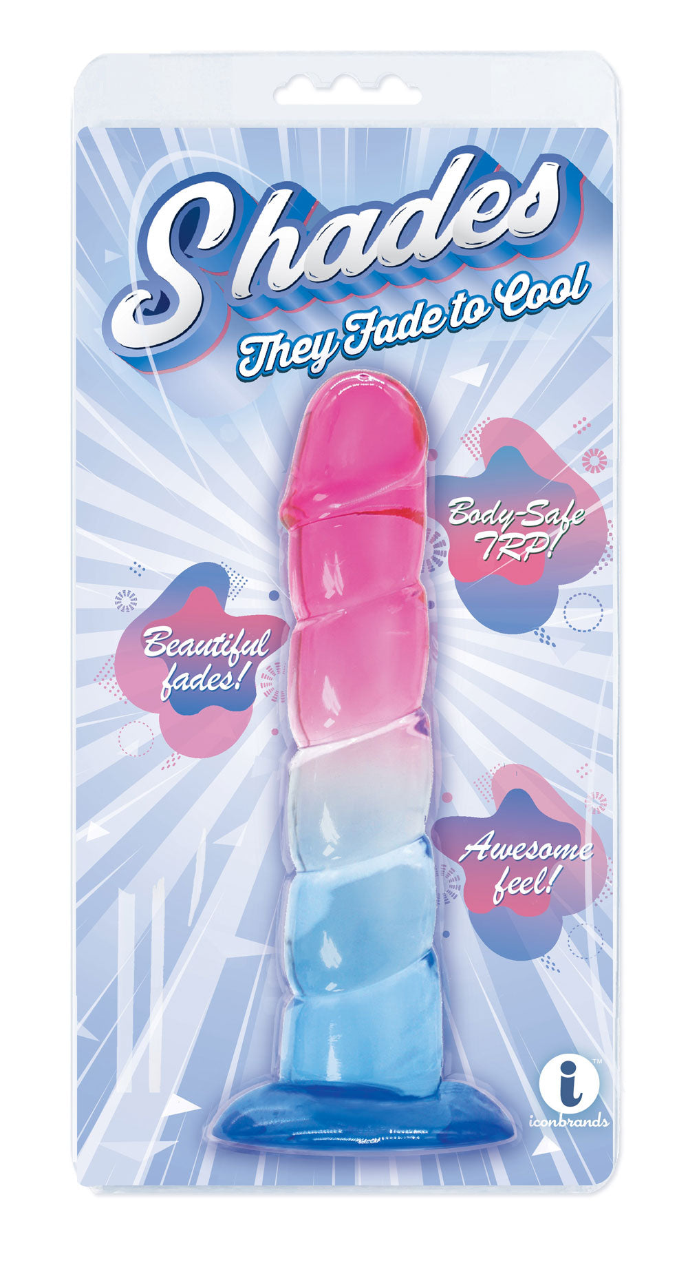 Shades, 7.5" Swirl Jelly Tpr Gradient Dong - Pink and Blue by Icon Brands from LoveMart Co.