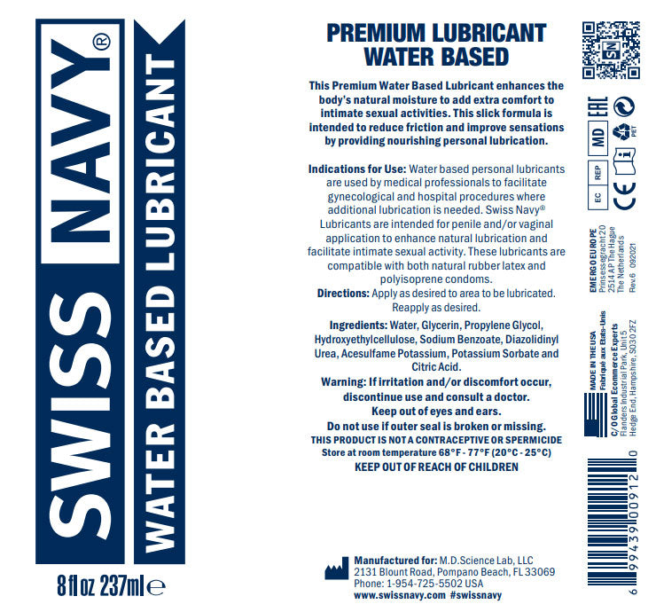 Swiss Water-Based Lube - 2 Fl. Oz. by MD Science Lab from LoveMart Co.