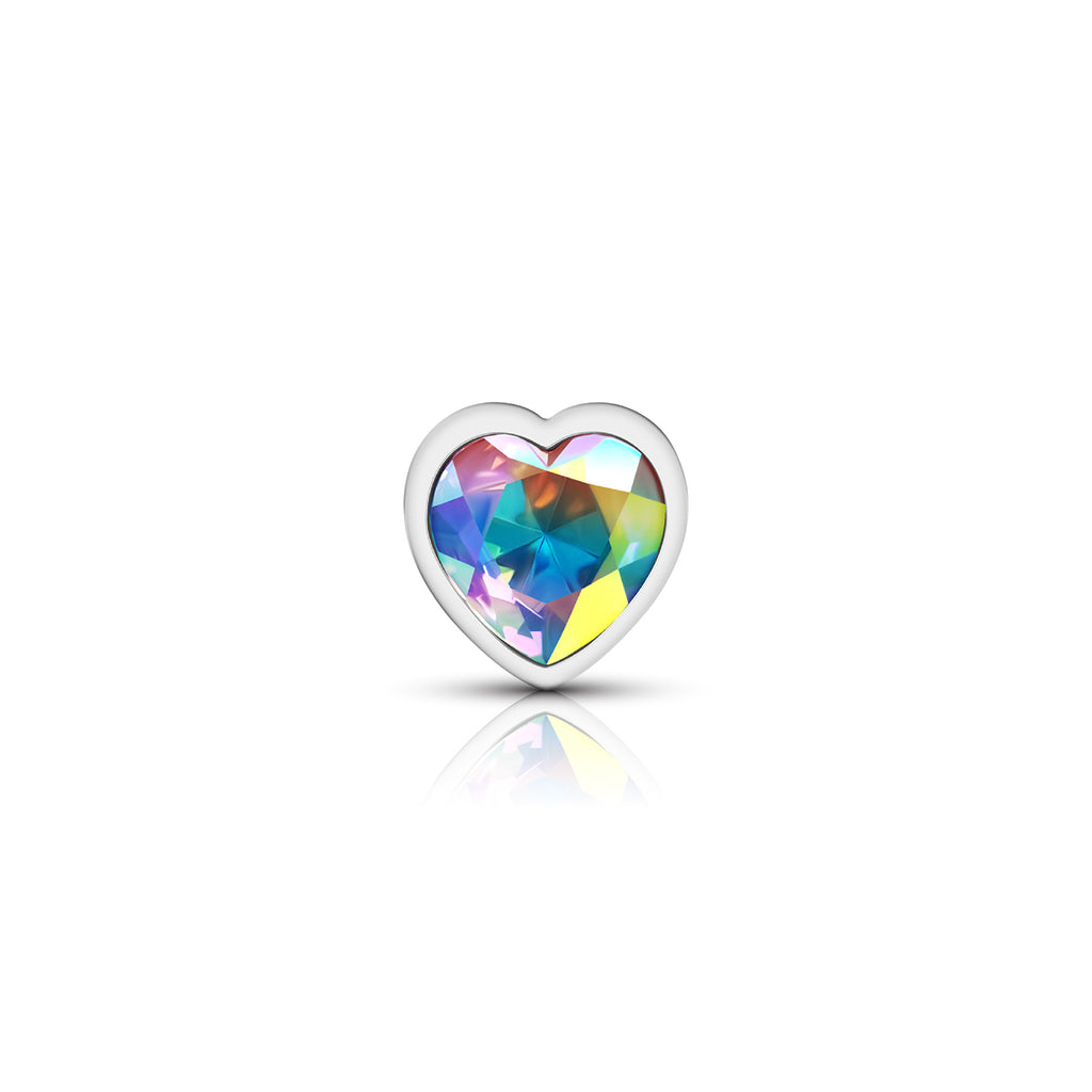Iridescent Heart Gem Silver Metal Plug - Md by Viben from LoveMart Co.
