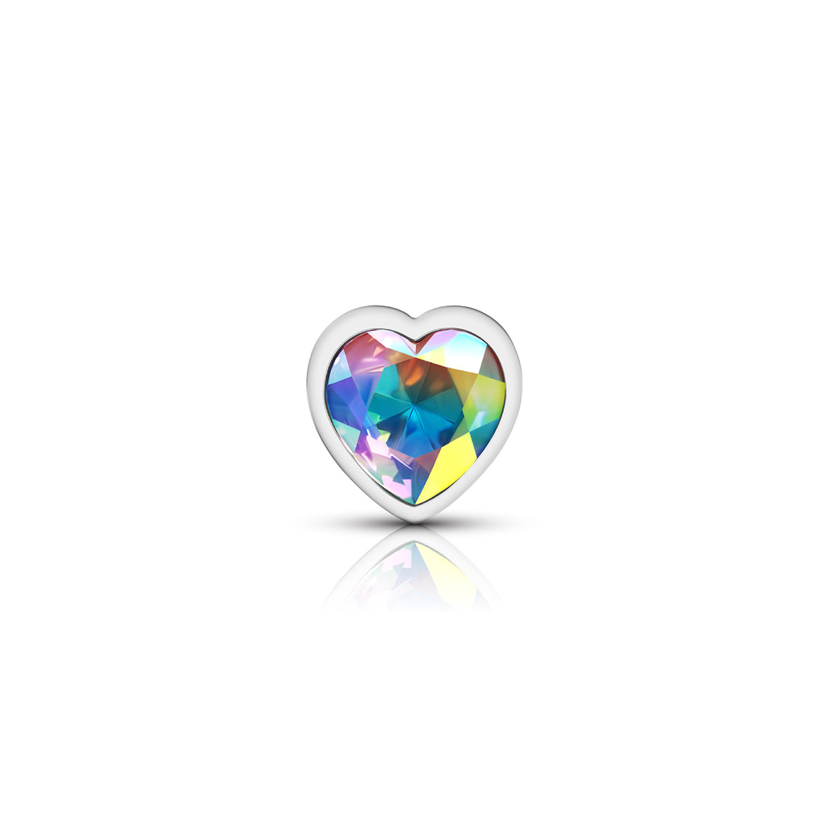 Iridescent Heart Gem Silver Metal Plug - Md by Viben from LoveMart Co.