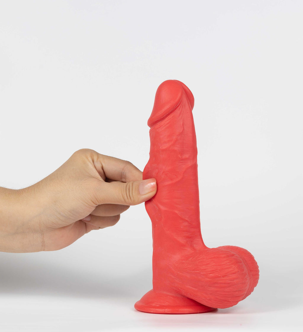 Real Skin Mr. Ruby 7.5" Dual Layer Dildo by Viben from LoveMart Co.