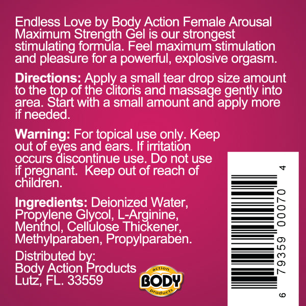 Endless Love Female Arousal Gel Maximum Strength - .5 Oz. by Body Action from LoveMart Co.