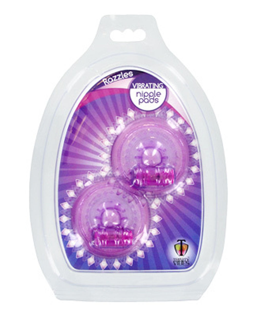 Razzles Vibrating Nipple Pads - Purple by XR Brands from LoveMart Co.