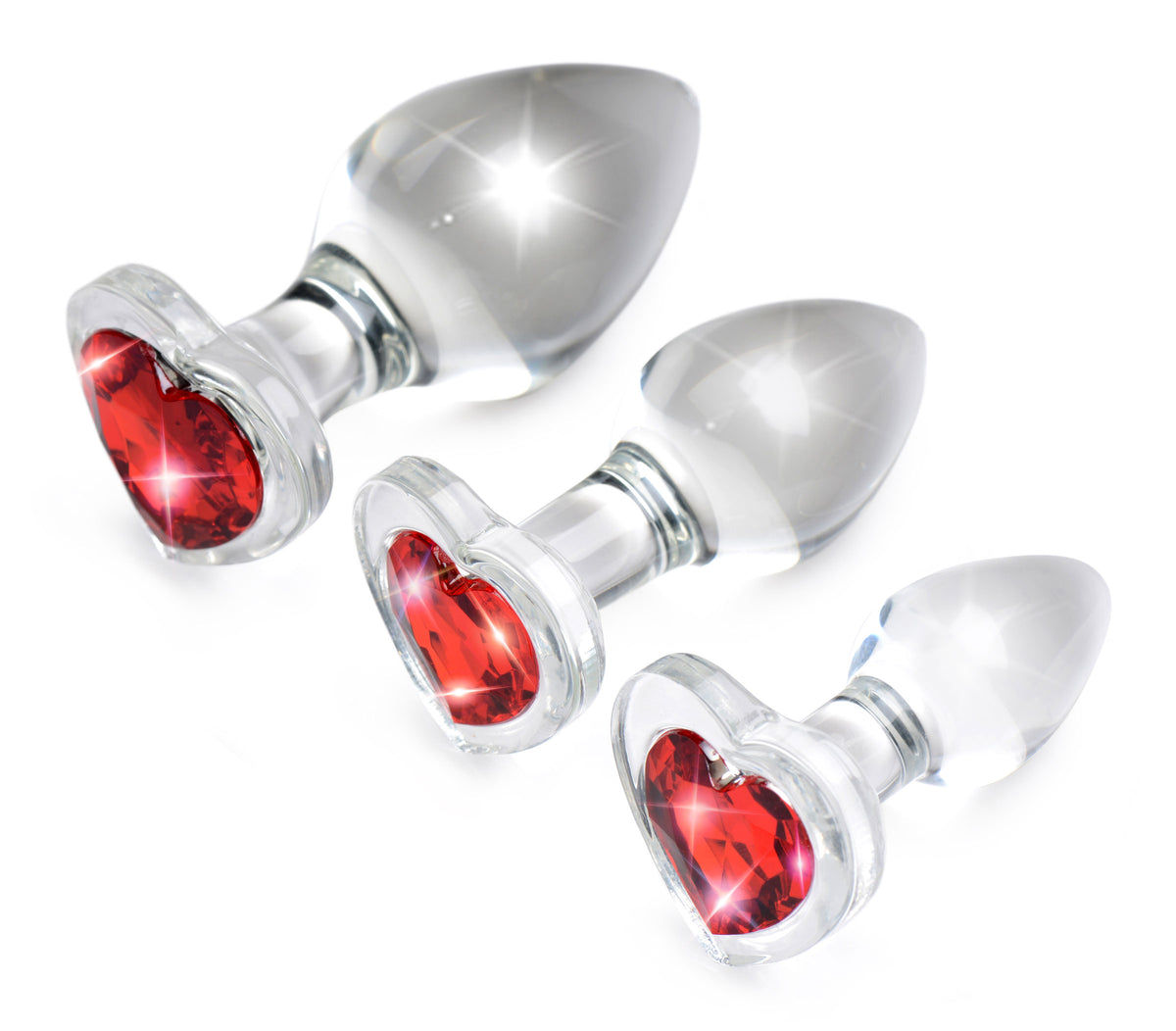 Heart Gem Glass Anal Plug Set by XR Brands from LoveMart Co.