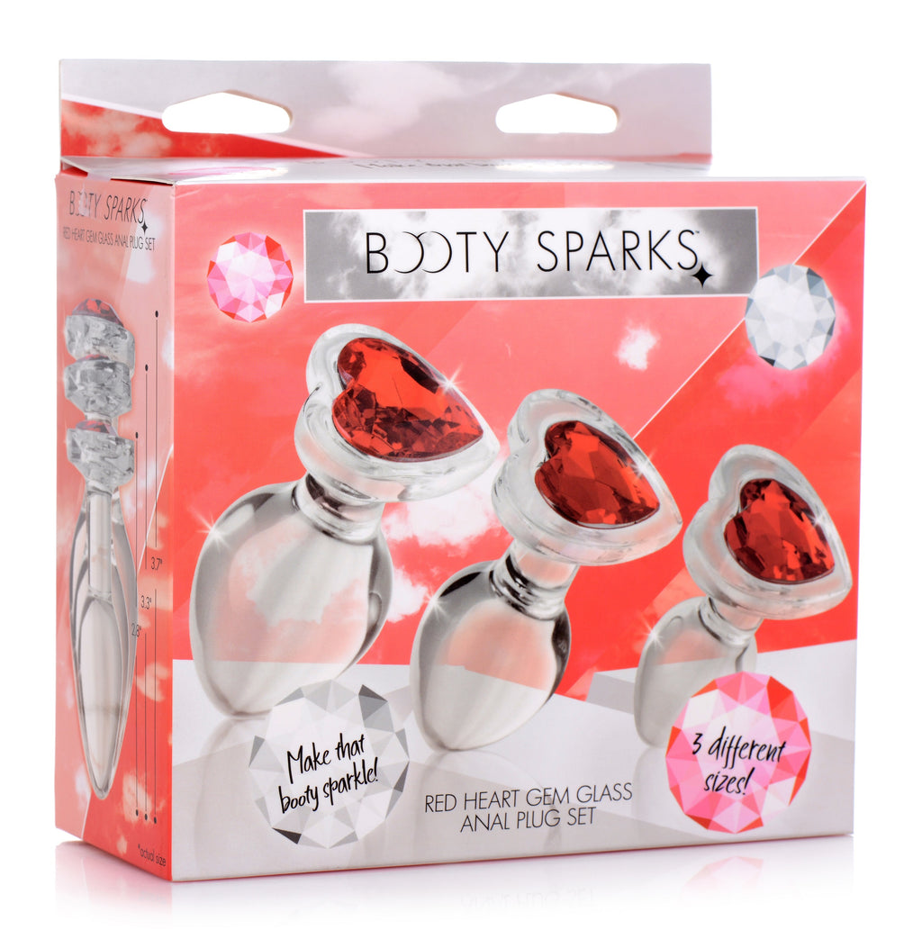 Heart Gem Glass Anal Plug Set by XR Brands from LoveMart Co.