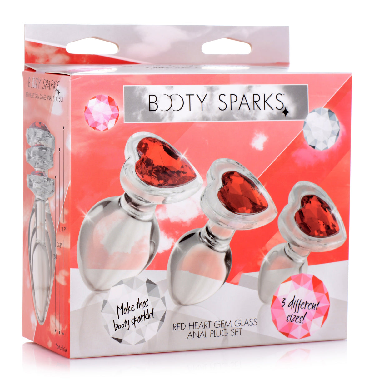 Heart Gem Glass Anal Plug Set by XR Brands from LoveMart Co.