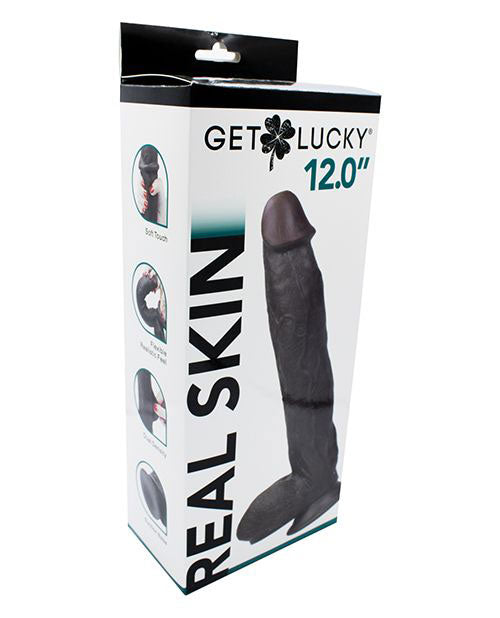 Real Skin 12 Dual Layer Dildo - Dark by Viben from LoveMart Co.