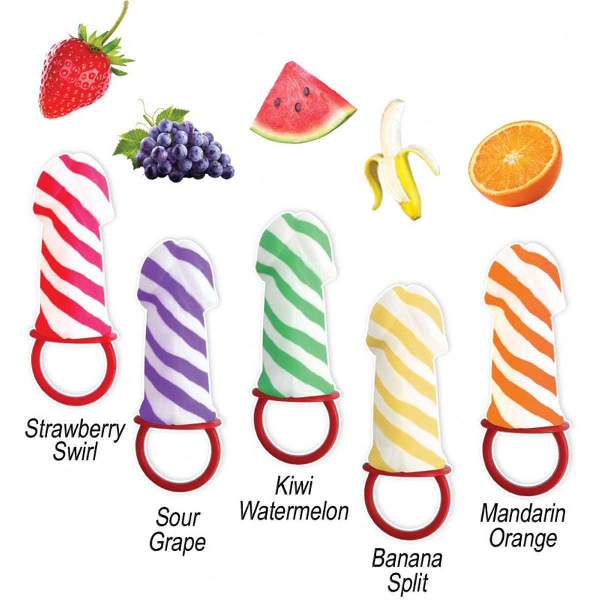 Candy Stripers Pecker Candy Ring Pop 36pc Display - 5 Assorted Flavors by Hott Products from LoveMart Co.
