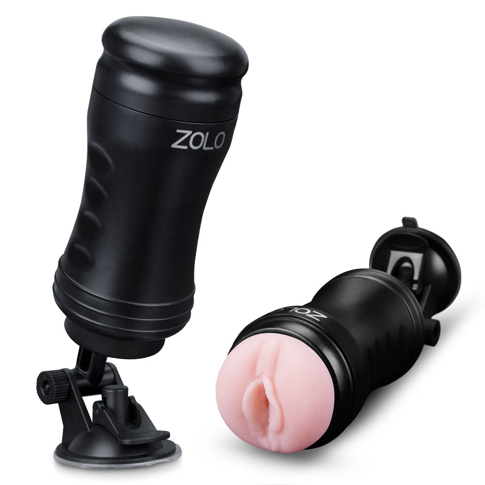 Zolo Solo Flesh Discreet Suction Mounted Masturbator - Black by XGEN from LoveMart Co.