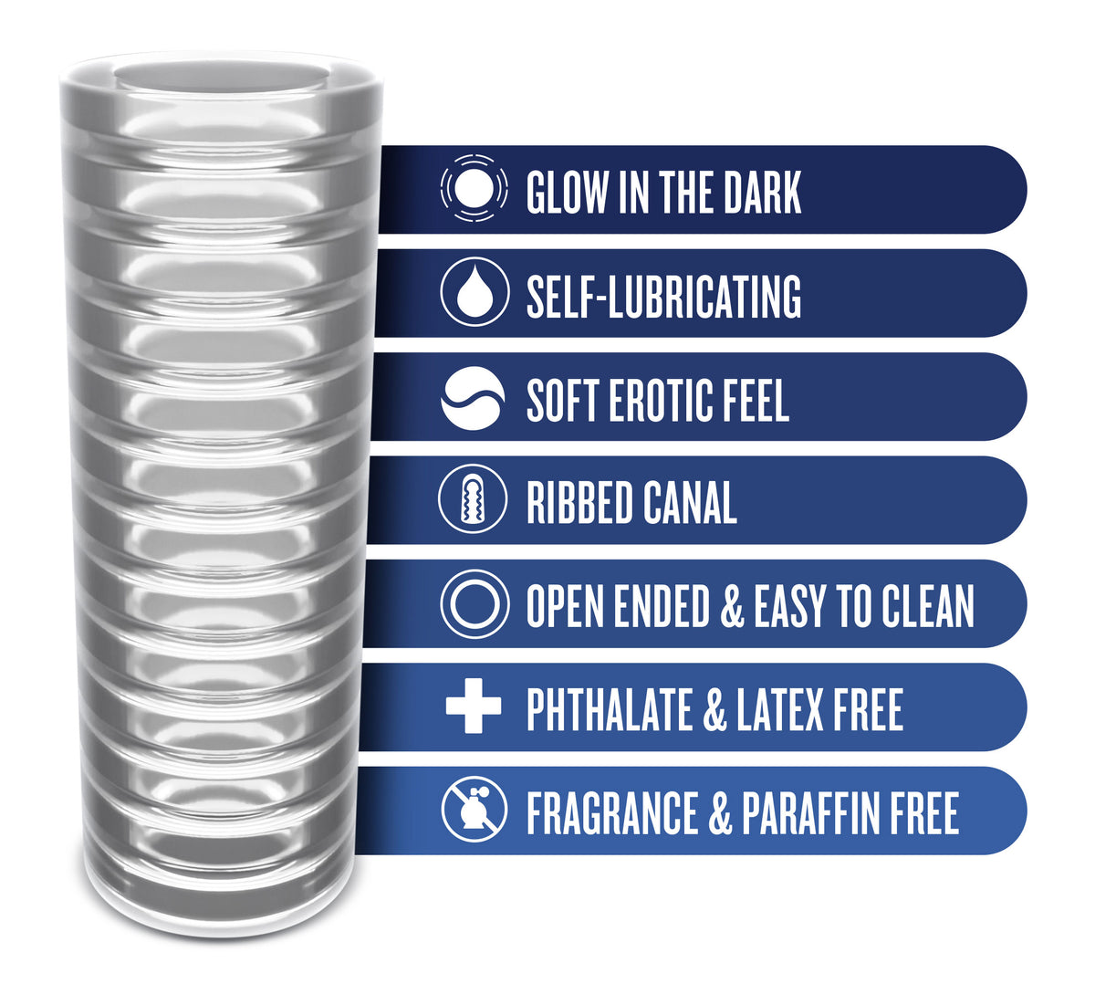 Rize - Ribz - Glow in the Dark Self - Lubricating Stroker by Blush from LoveMart Co.