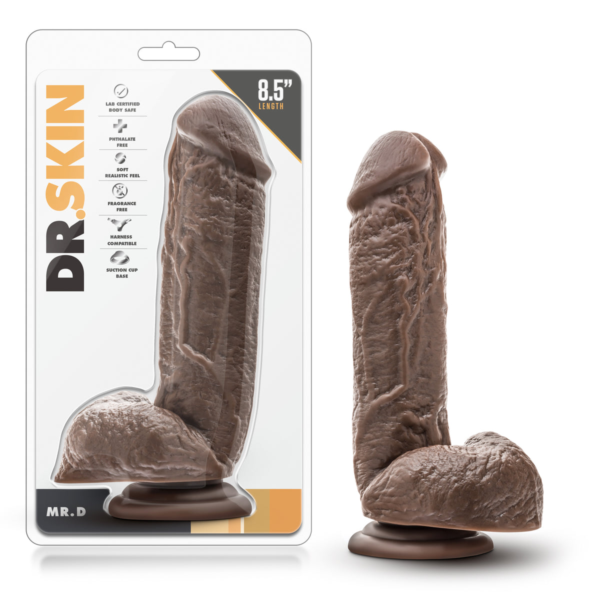 Dr. Skin - Mr. D - 8.5 Inch Dildo - Chocolate by Blush from LoveMart Co.