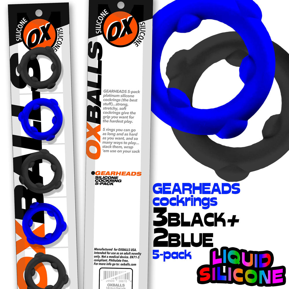 Gearheads 5 Pack Spinner Rings - Black by Oxballs from LoveMart Co.