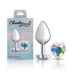 Iridescent Heart Gem Silver Metal Plug - Md by Viben from LoveMart Co.