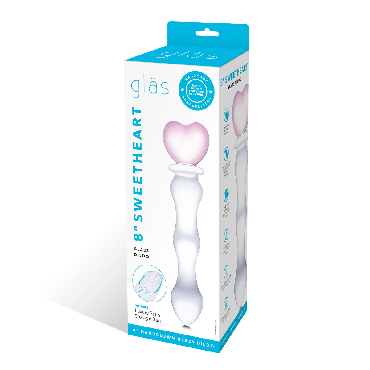 8 Inch Sweetheart Glass Dildo - Pink/ by Electric Novelties from LoveMart Co.