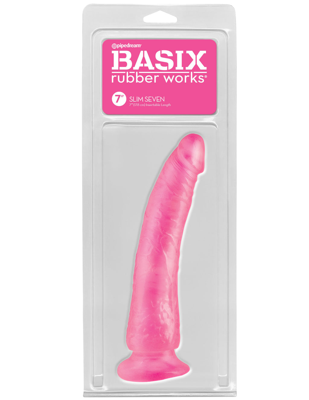 Basix Rubber Works - Slim 7 Inch With Suction Cup by Pipedream from LoveMart Co.