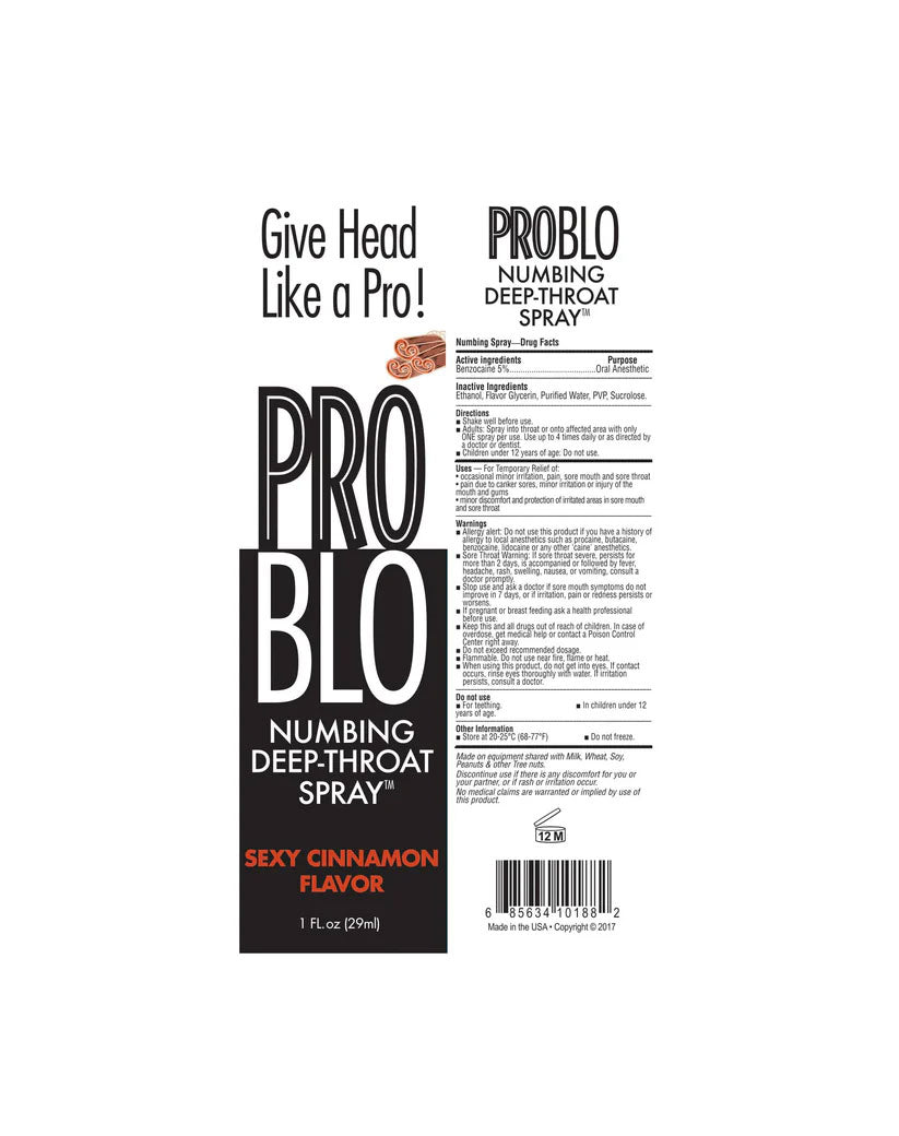Problo Numbing Deep-Throat Spray - Sexy Cinnamon - 1 Fl. Oz. by Little Genie from LoveMart Co.