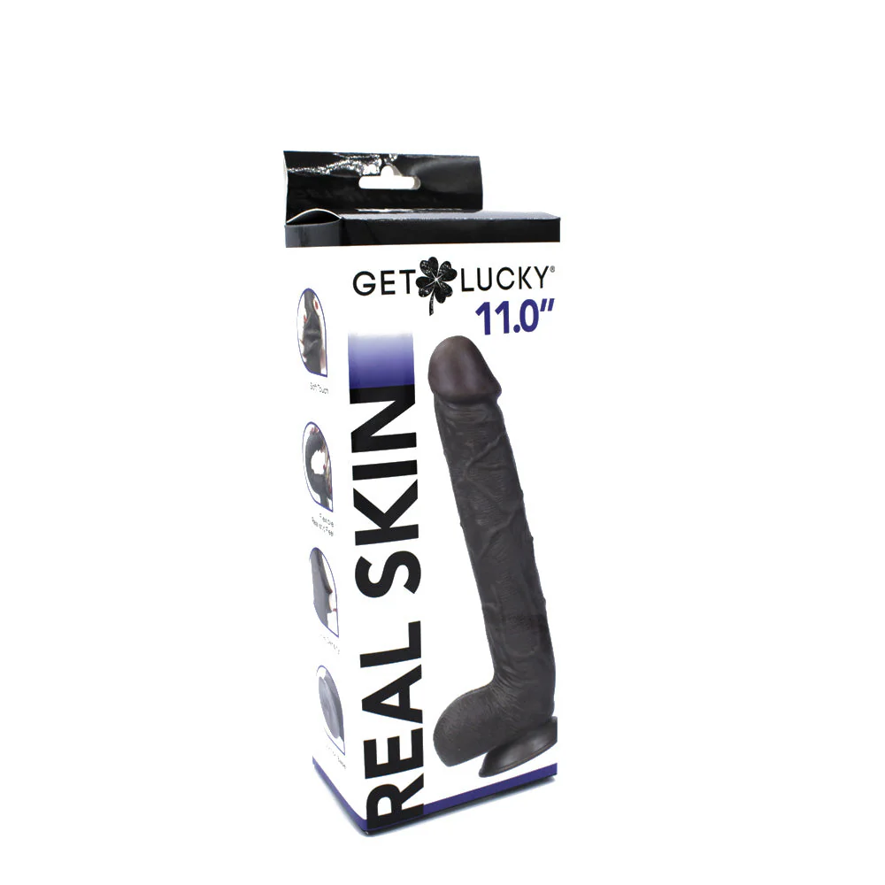 Real Skin 11 Dual Layer Dildo - Dark by Viben from LoveMart Co.