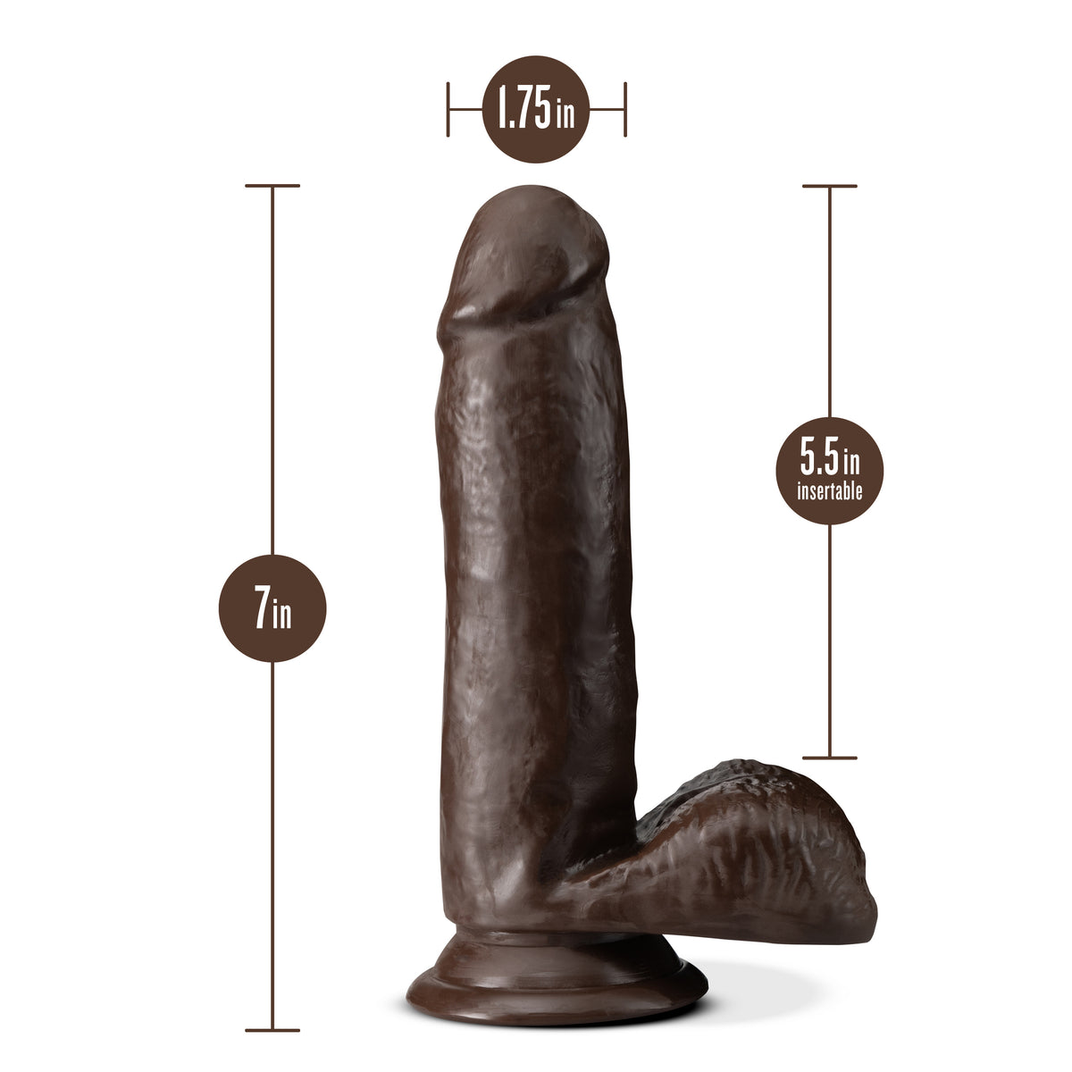 Dr. Skin Plus - 7 Inch Posable Dildo With Balls - Chocolate by Blush from LoveMart Co.
