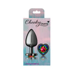 Rainbow Heart Gem Gunmetal Metal Plug - Lg by Viben from LoveMart Co.