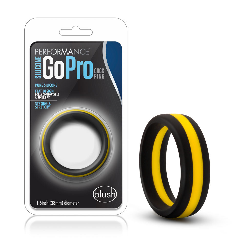 Performance - Silicone Go Pro Cock Ring - Black/gold/black by Blush from LoveMart Co.