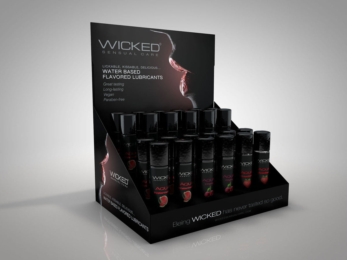 Flavored Water-Based Lubricant - 24ct Display by Wicked Sensual Care from LoveMart Co.