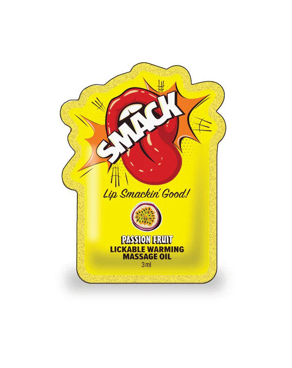 Smack Lickable Massage Oil, 3ml Pouch Display 36pc - Passion Fruit by Little Genie from LoveMart Co.