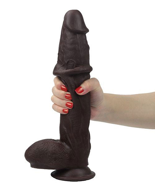 Real Skin 12 Dual Layer Dildo - Dark by Viben from LoveMart Co.