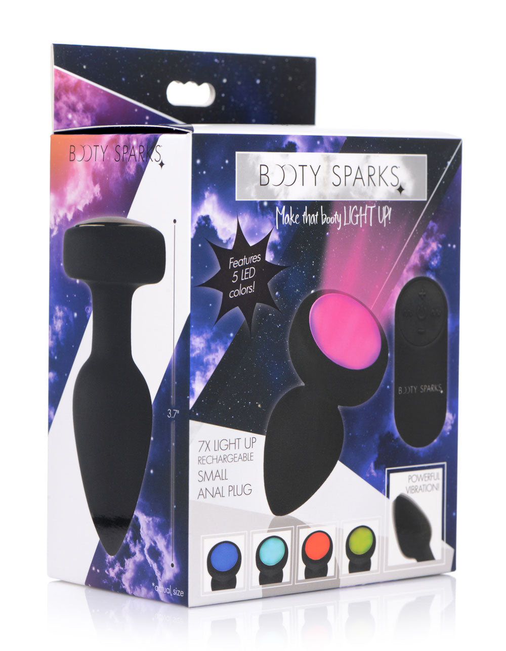 7x Light Up Rechargeable Anal Plug - Small by XR Brands from LoveMart Co.