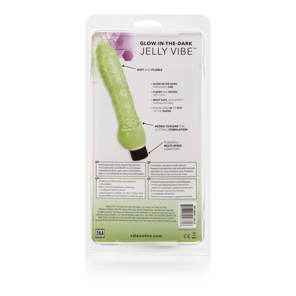 Glow-in-the-Dark Jelly Penis Vibe 7 Inches - Green by CalExotics from LoveMart Co.