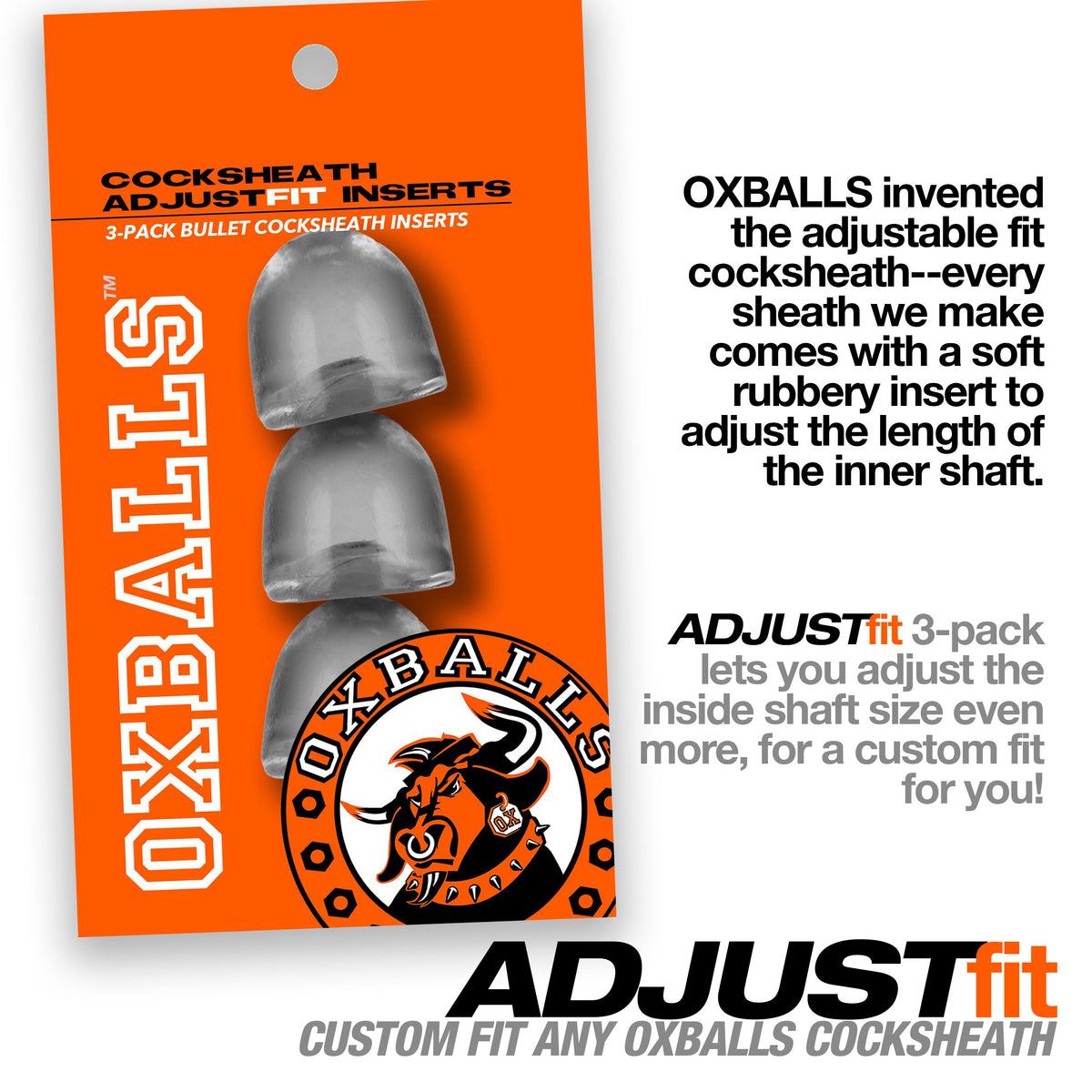 Cocksheath Adjustfit 3 Pack Bullet Inserts by Oxballs from LoveMart Co.