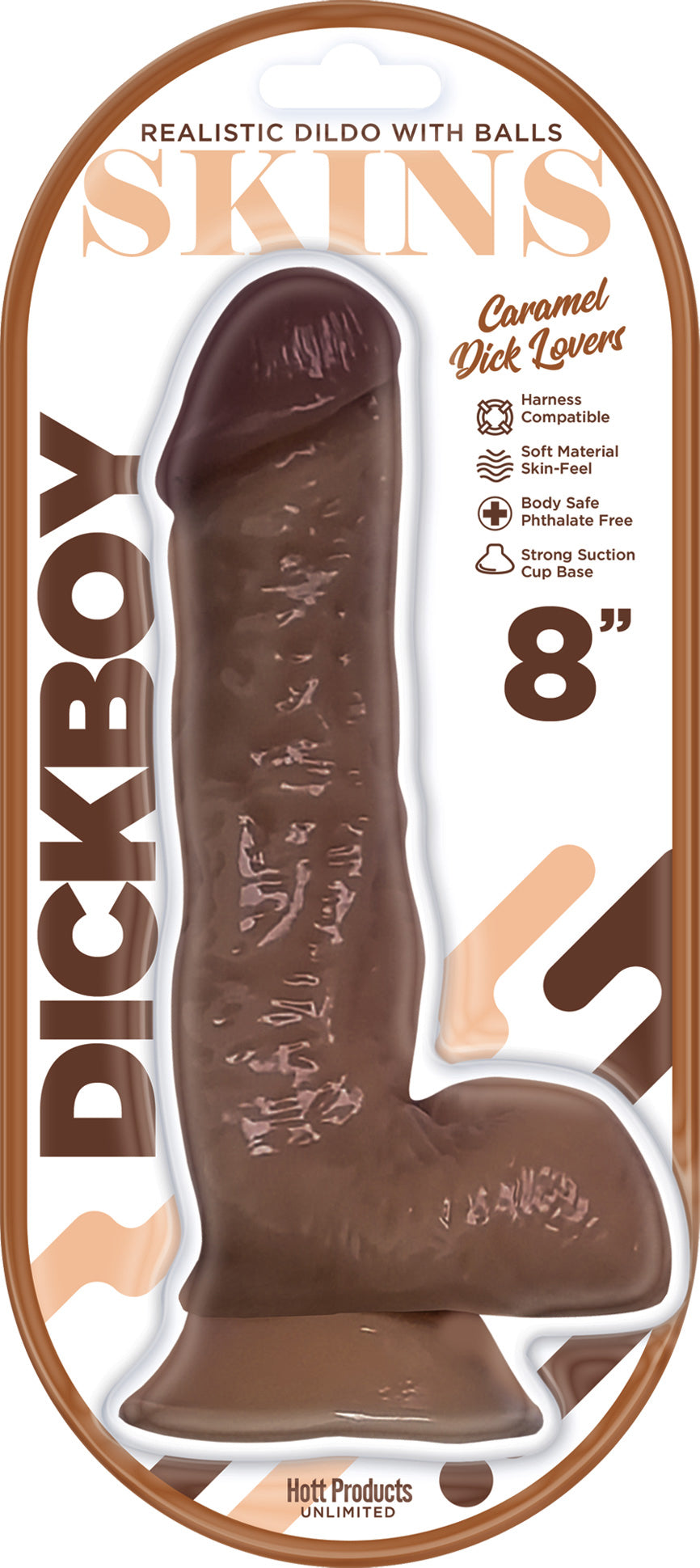 Dickboy - Skins - Dildo With Balls - 8 Inch - Caramel Dick Lover by Hott Products from LoveMart Co.