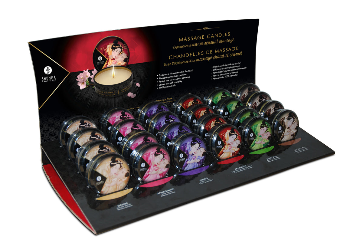 Mini Massage Candle Display - 24 Count by Shunga from LoveMart Co.