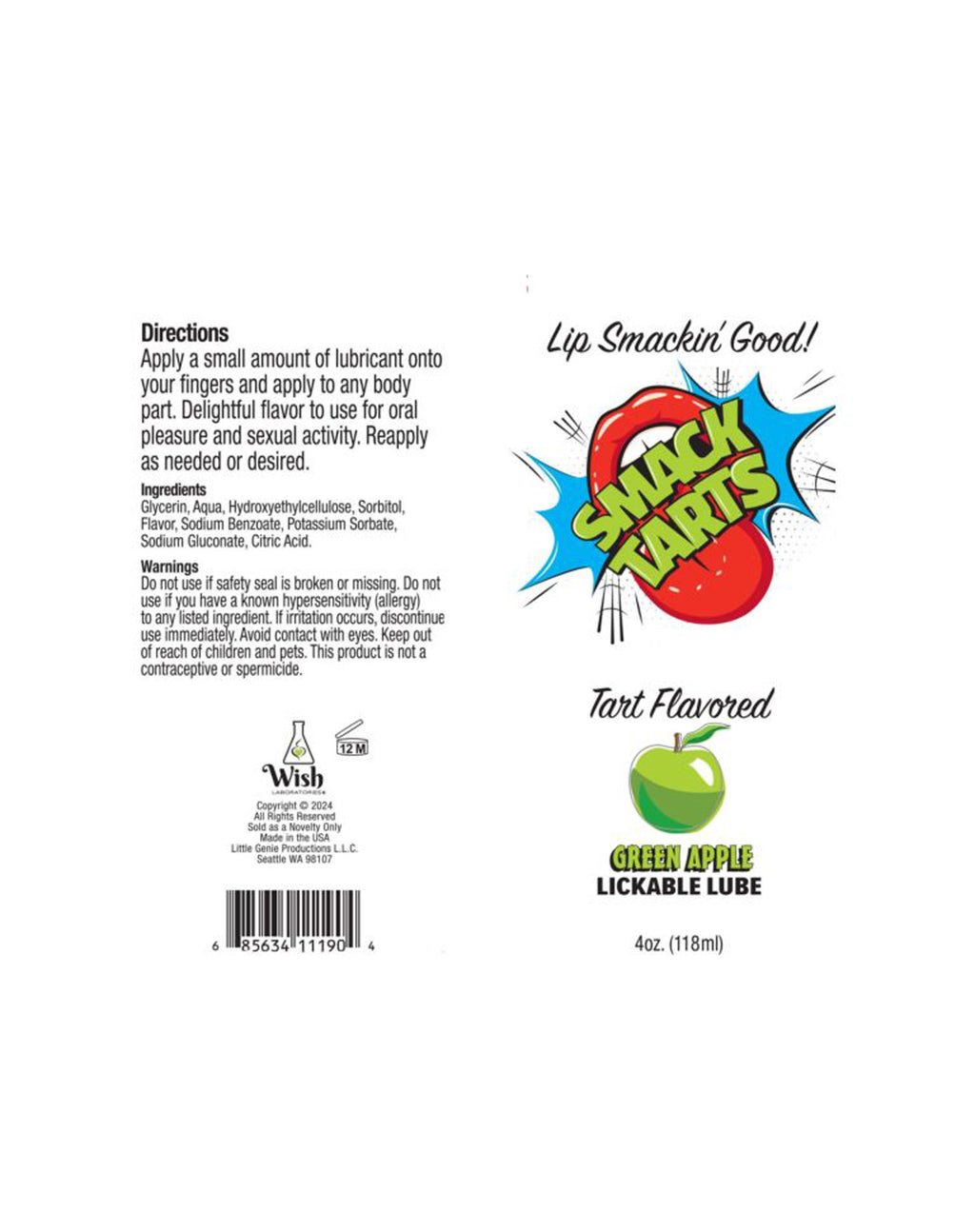 Smack Tarts 4oz Lickable Flavored Lubricant - Apple by Little Genie from LoveMart Co.