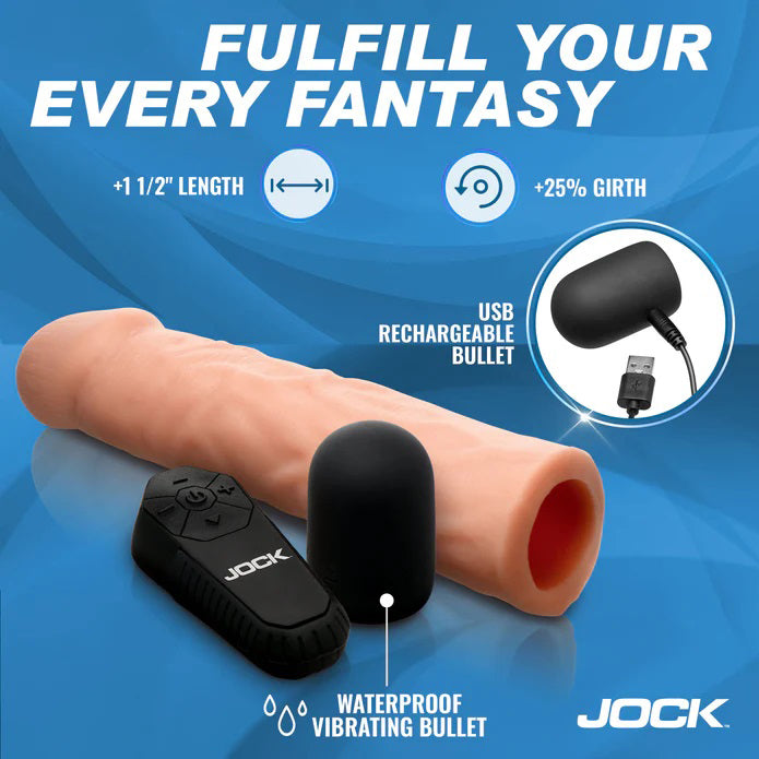 Jock Vibrating Penis Extension with Remote - Light by Curve Toys from LoveMart Co.