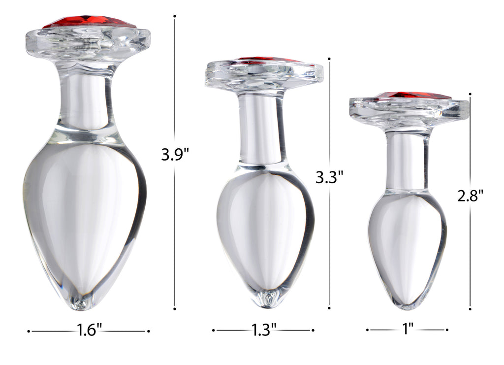Heart Gem Glass Anal Plug Set by XR Brands from LoveMart Co.