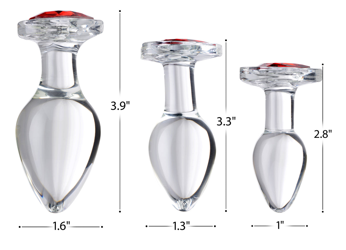 Heart Gem Glass Anal Plug Set by XR Brands from LoveMart Co.
