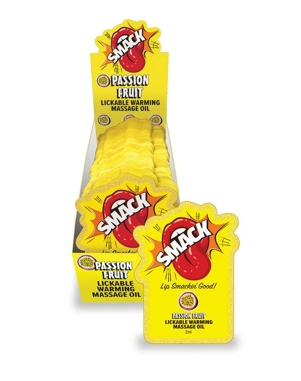 Smack Lickable Massage Oil, 3ml Pouch Display 36pc - Passion Fruit by Little Genie from LoveMart Co.