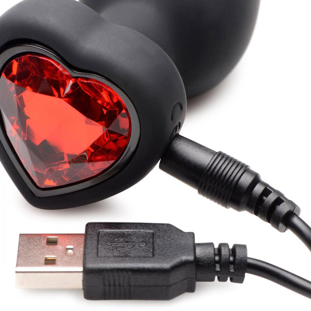 28x Silicone Vibrating Heart Anal Plug With Remote - Small by XR Brands from LoveMart Co.