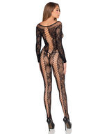 Net and Lace Crotchless Lingerie Jumpsuit - Os by Leg Avenue from LoveMart Co.